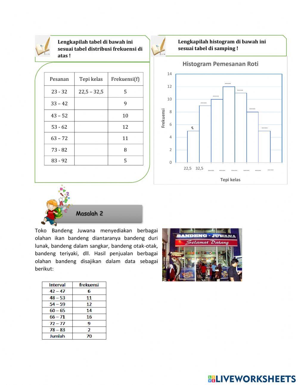 LKPD Histogram | Free Interactive Worksheets | 2213998