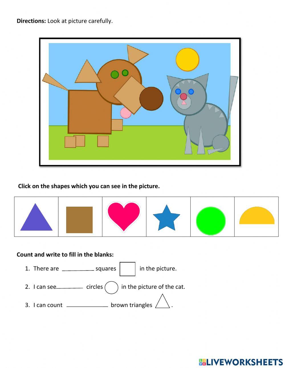 Shapes online exercise for Live Worksheets Shapes online exercise for Live Worksheets