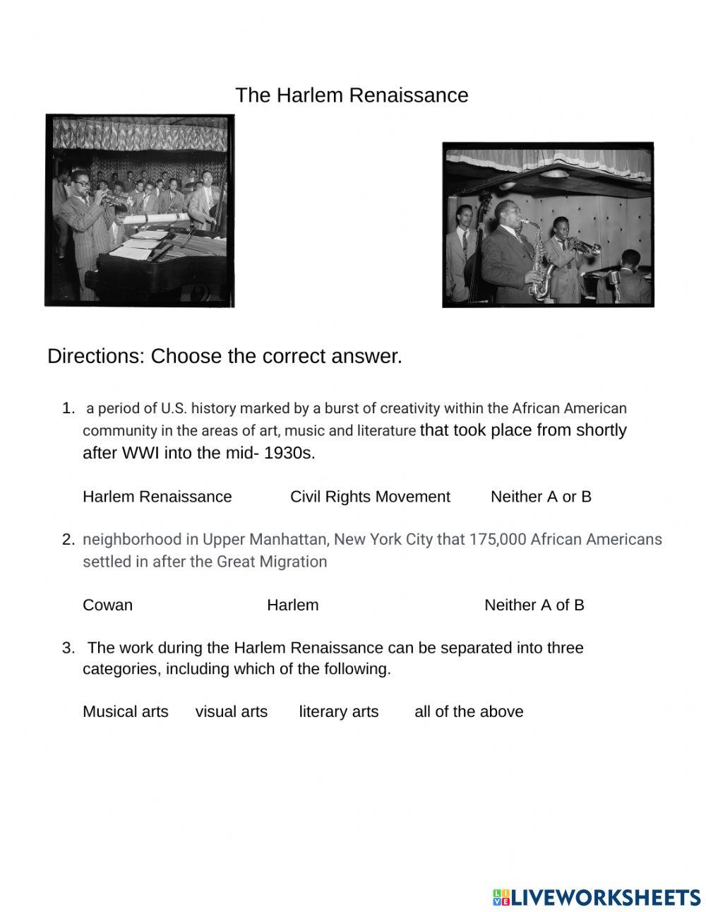 the-harlem-renaissance-worksheet-live-worksheets