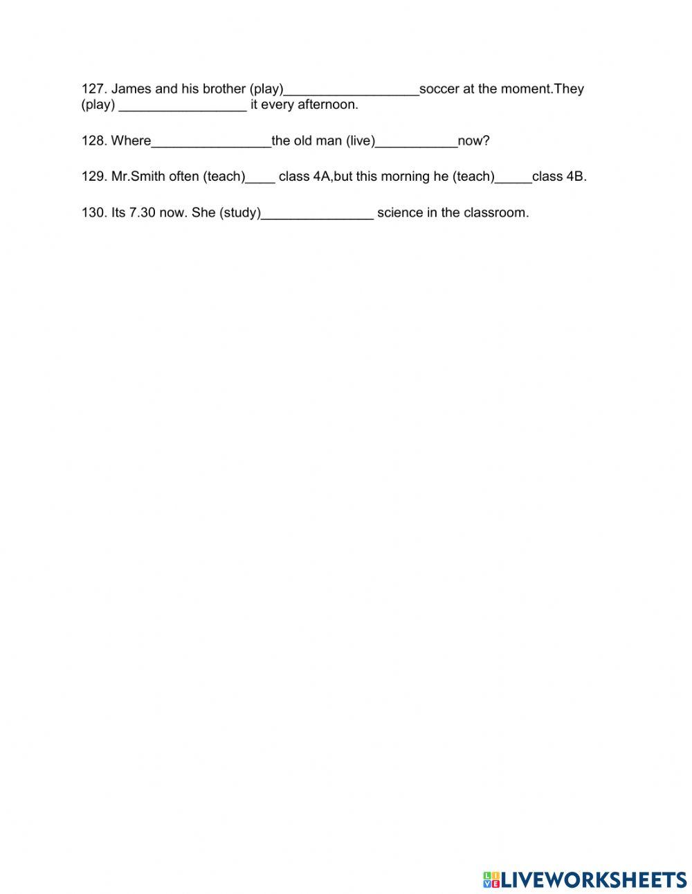 Bài tập tổng hợp hiện tại đơn, hiện tại tiếp diễn