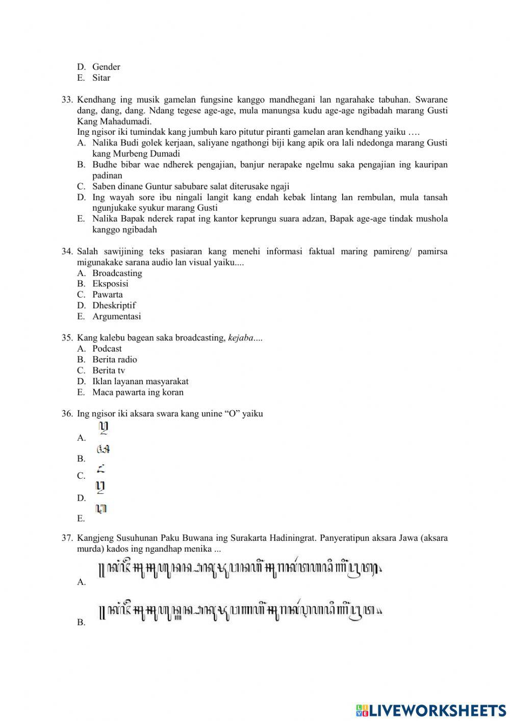 PAS Bahasa Jawa Kelas XII 22-23