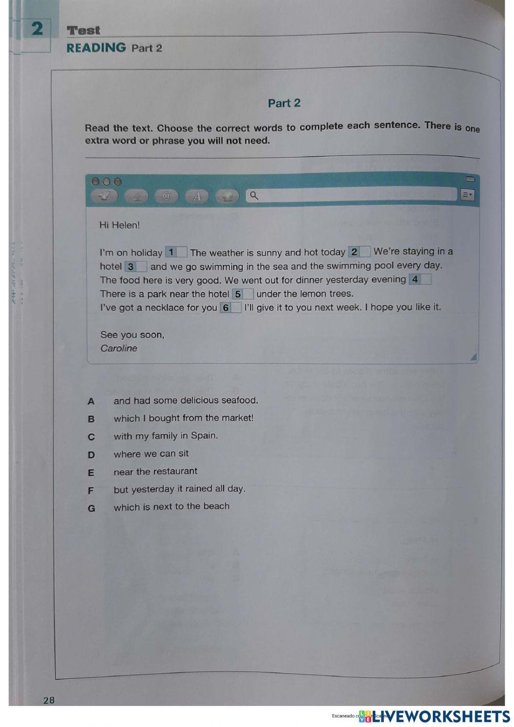 KET TEST 2 READING PARTS 1,2,3