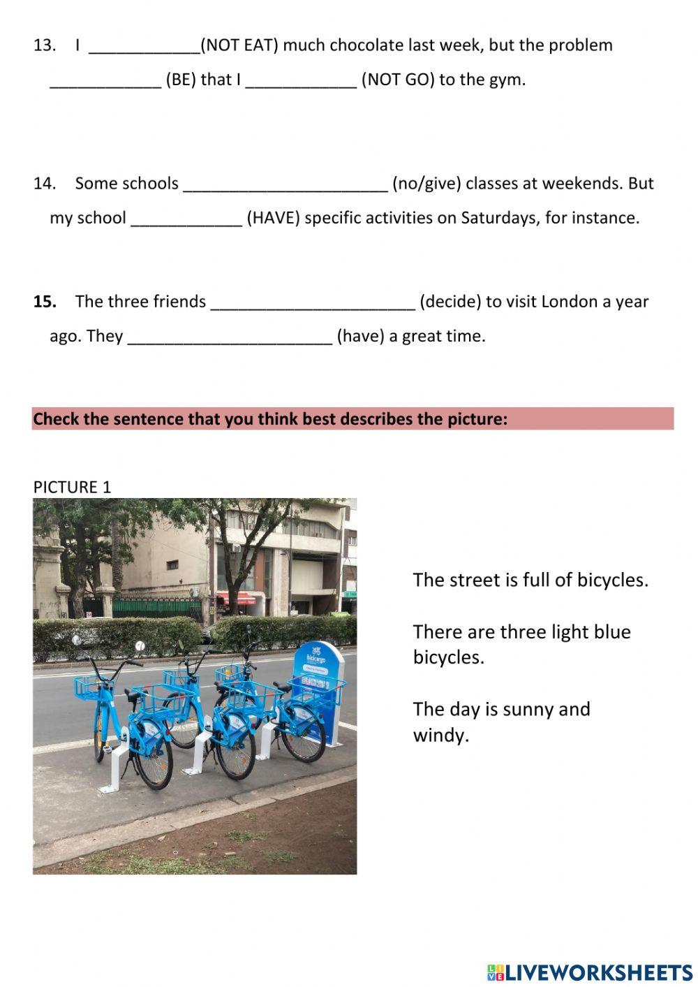 Past simple present simple and continuous picture description