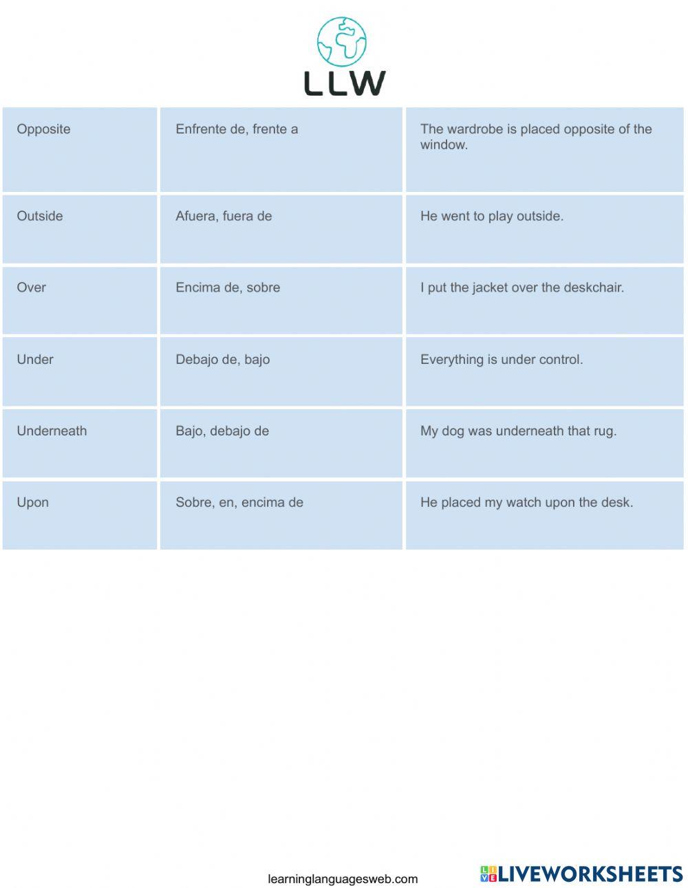 Location Prepositions