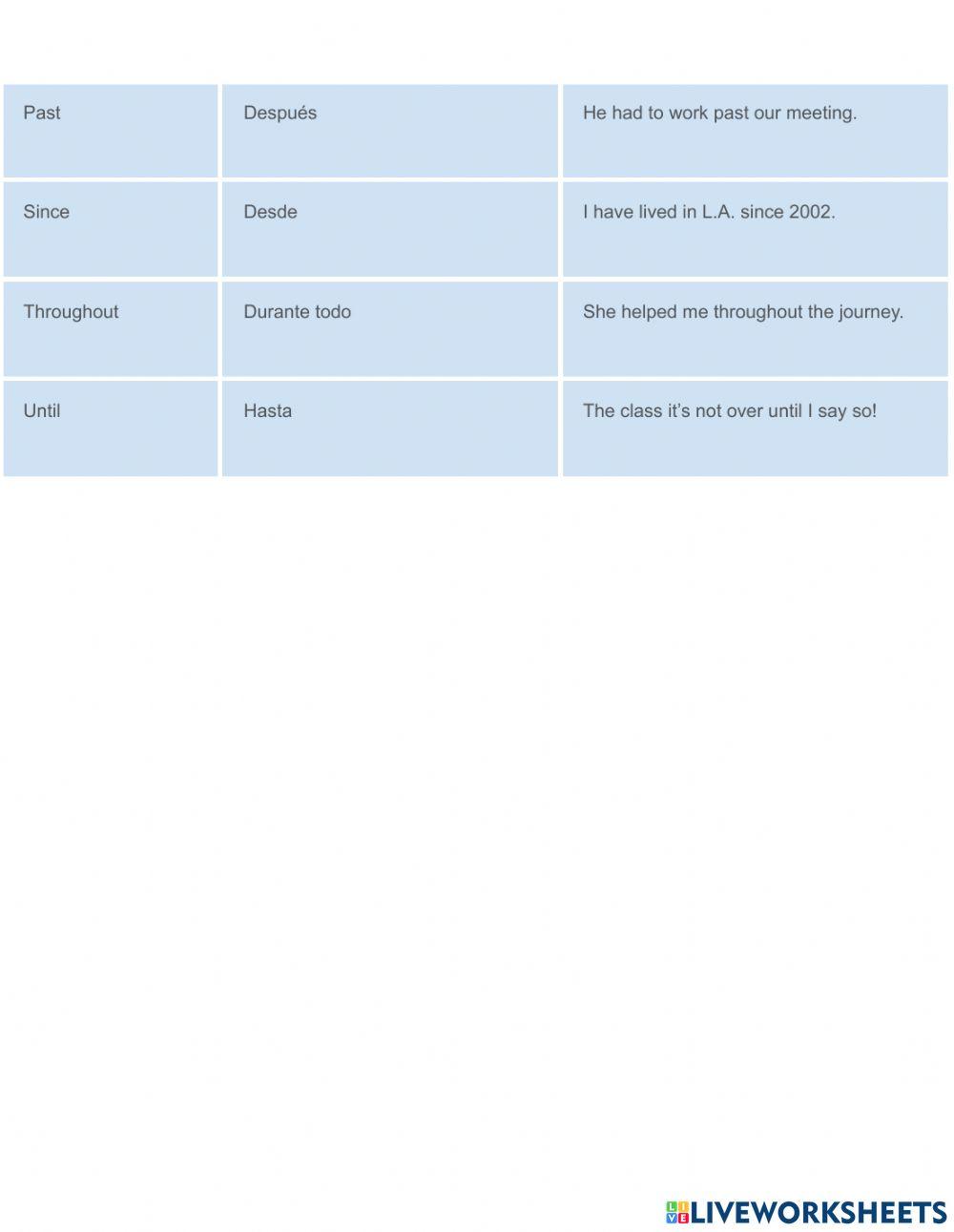 Time prepositions Time prepositions