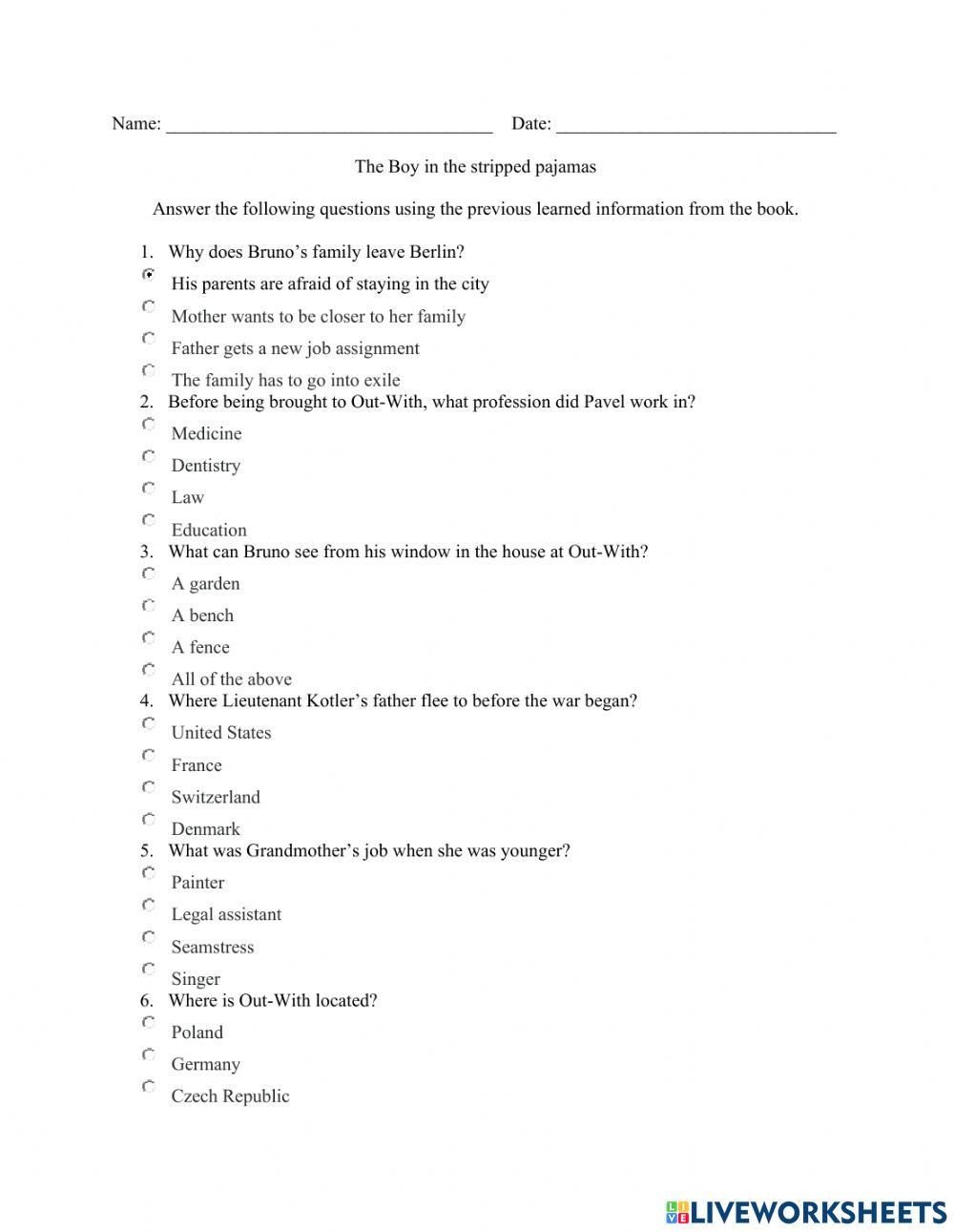 The Boy in the stripped Pajamas