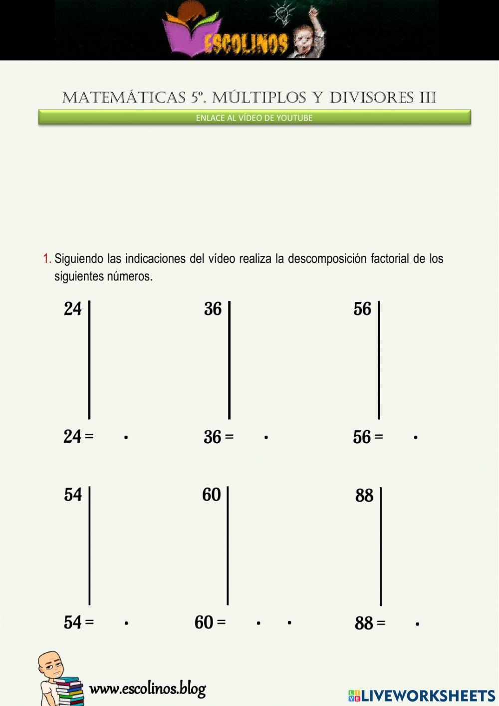 Matemáticas 5º. Múltiplos y divisores III