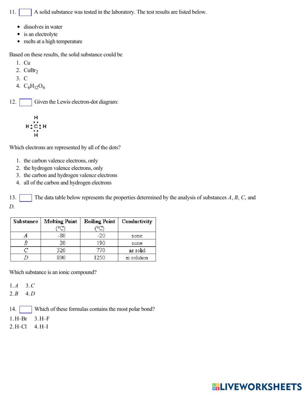Multiple Choice Bonding Questions