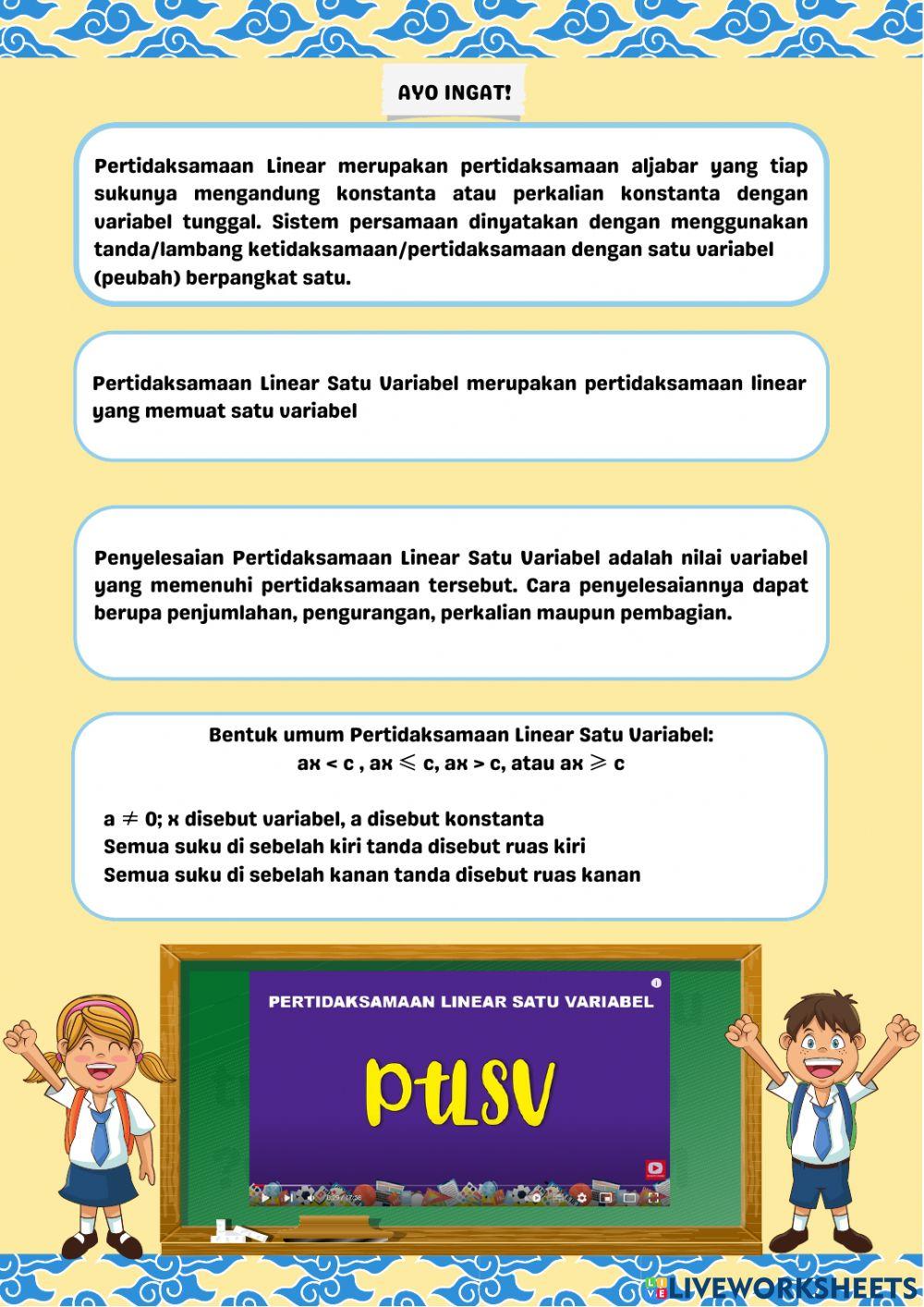 Pertidaksamaan Linear Satu Variabel