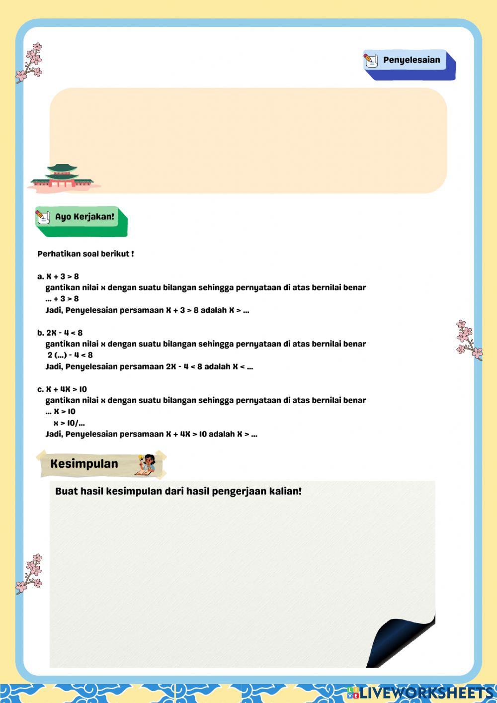 Pertidaksamaan Linear Satu Variabel