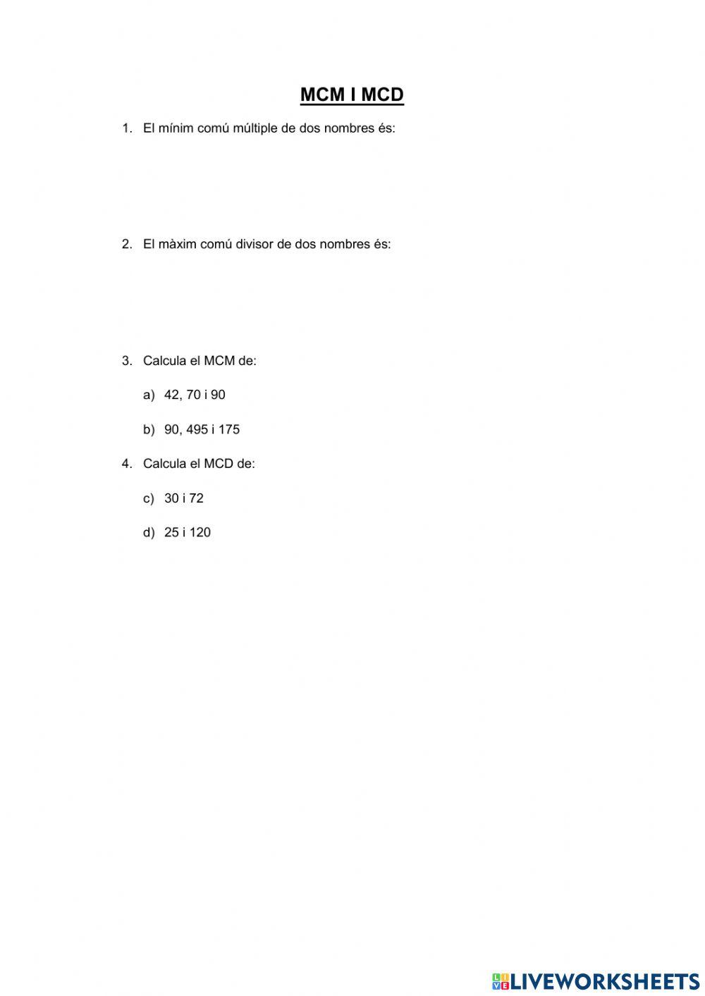 Màxim comú divisor i mínim comú múltiple