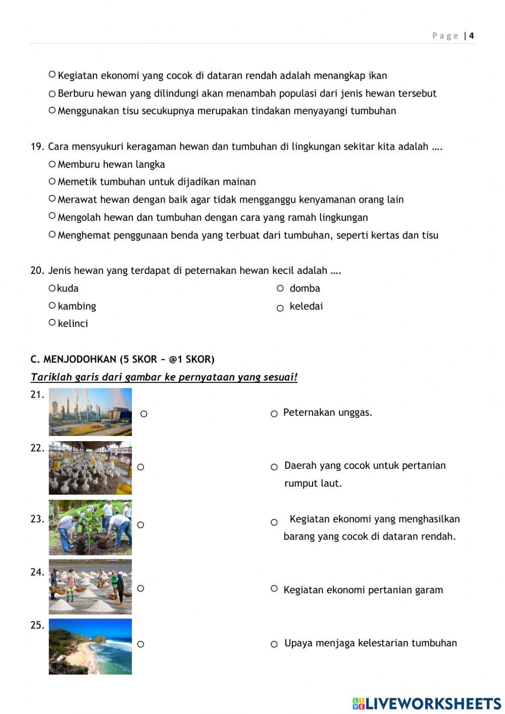 Ulangan harian ips kelas 4 tema 3