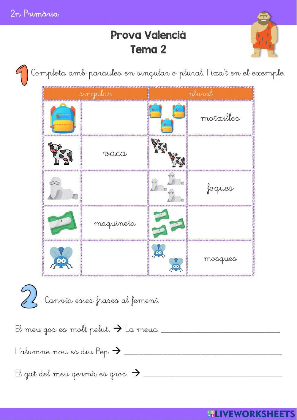 Masculí femení Singular i plural