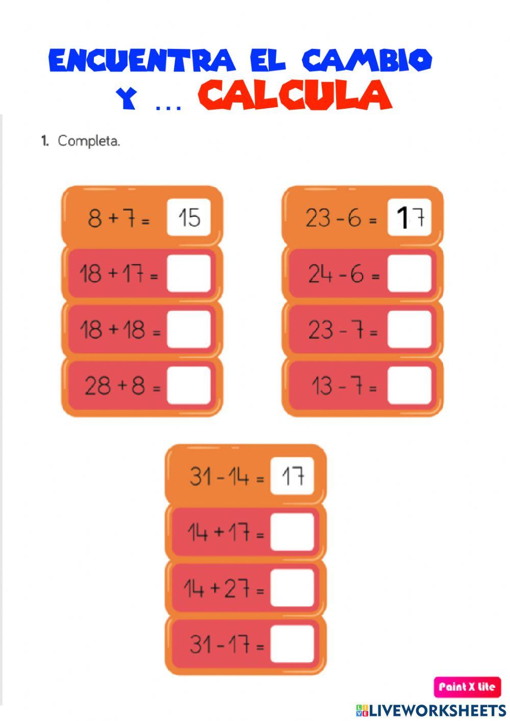 Encuentra el cambio y calcula