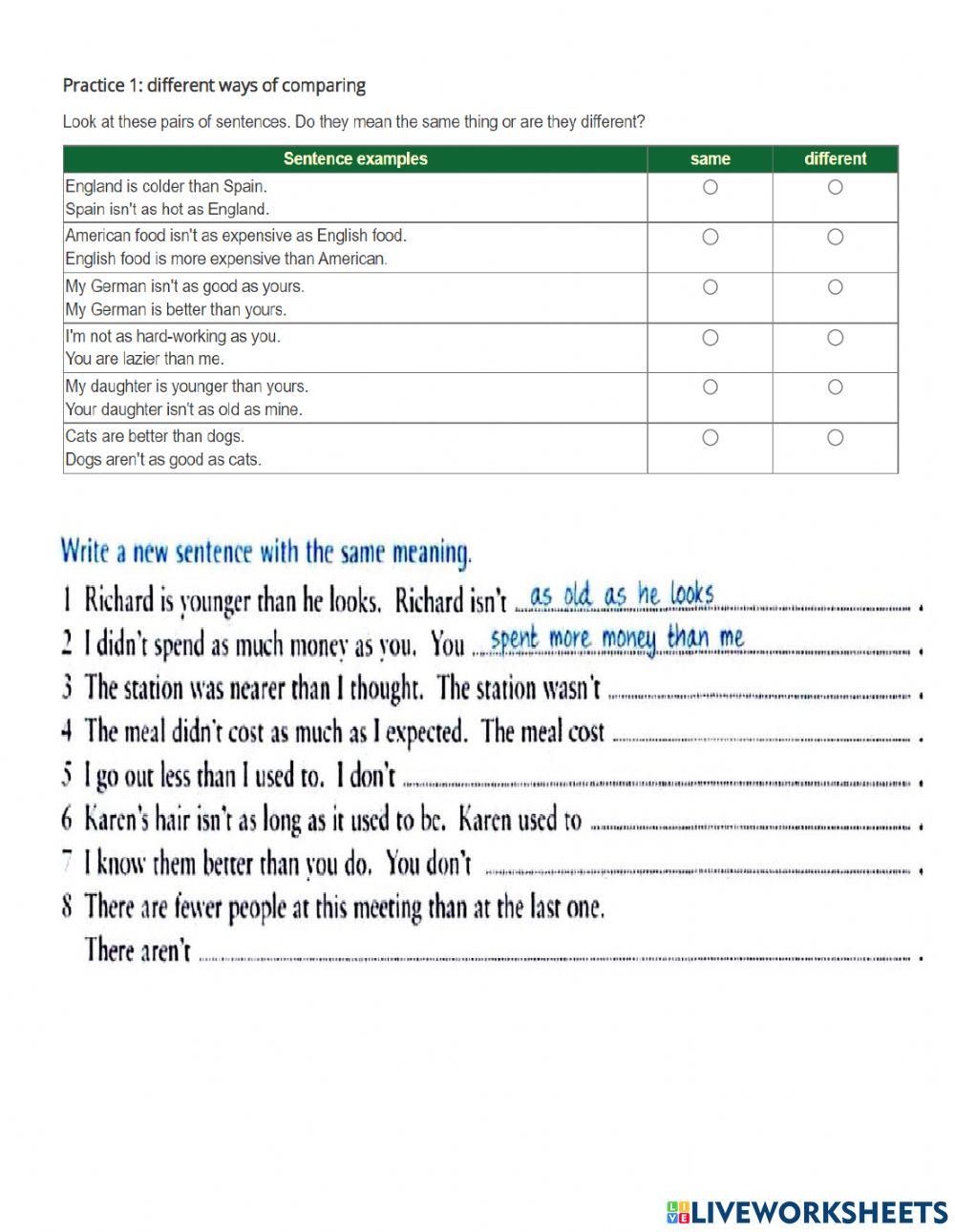 Comparatives and superlatives