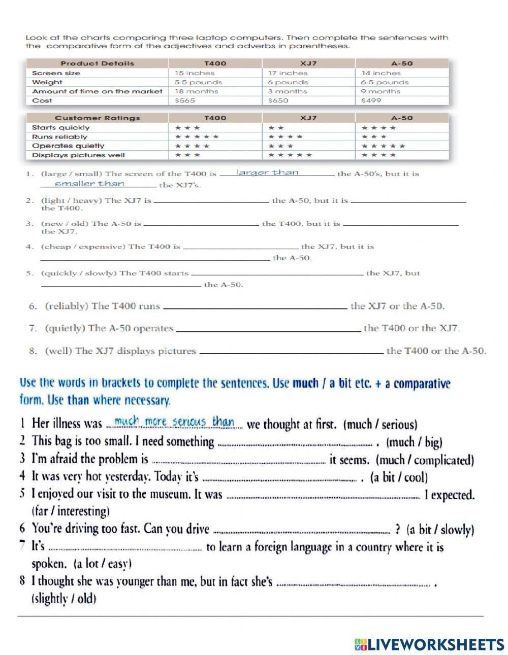 Comparatives and superlatives