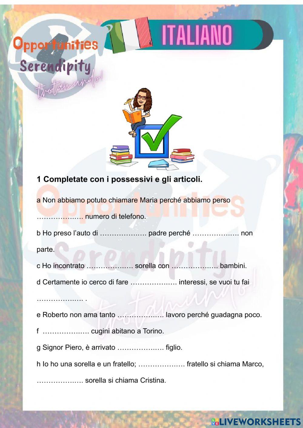 Progetto italiano, test di ricapitolazione