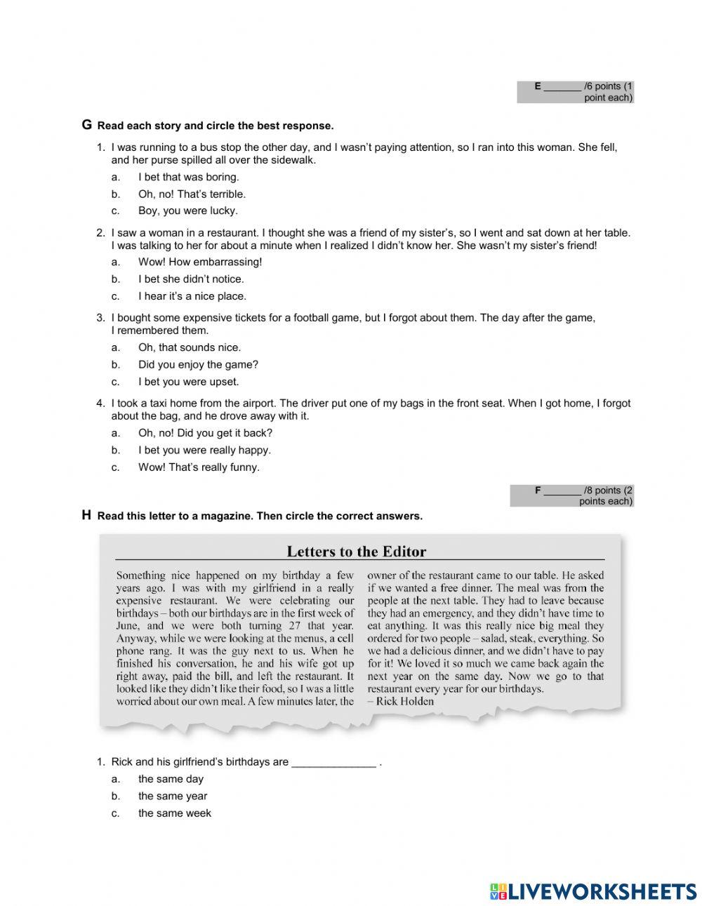 Touchstone 2 Written test units 7-9