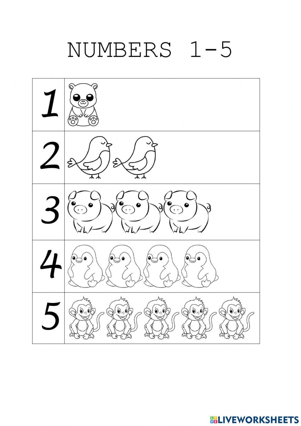 Numbers 15 online activity for Preschool Live Worksheets