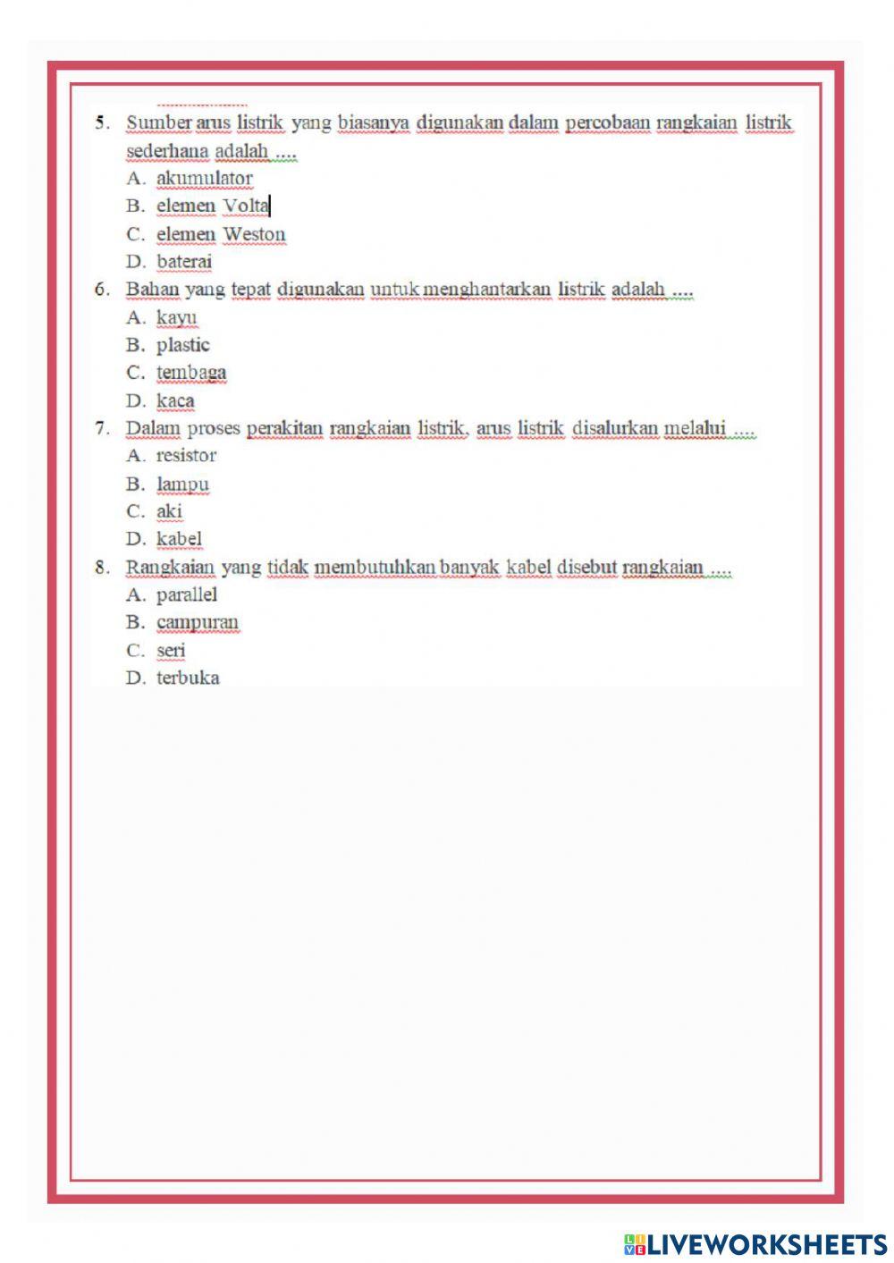 LKPD soal Evaluasi LIstrik