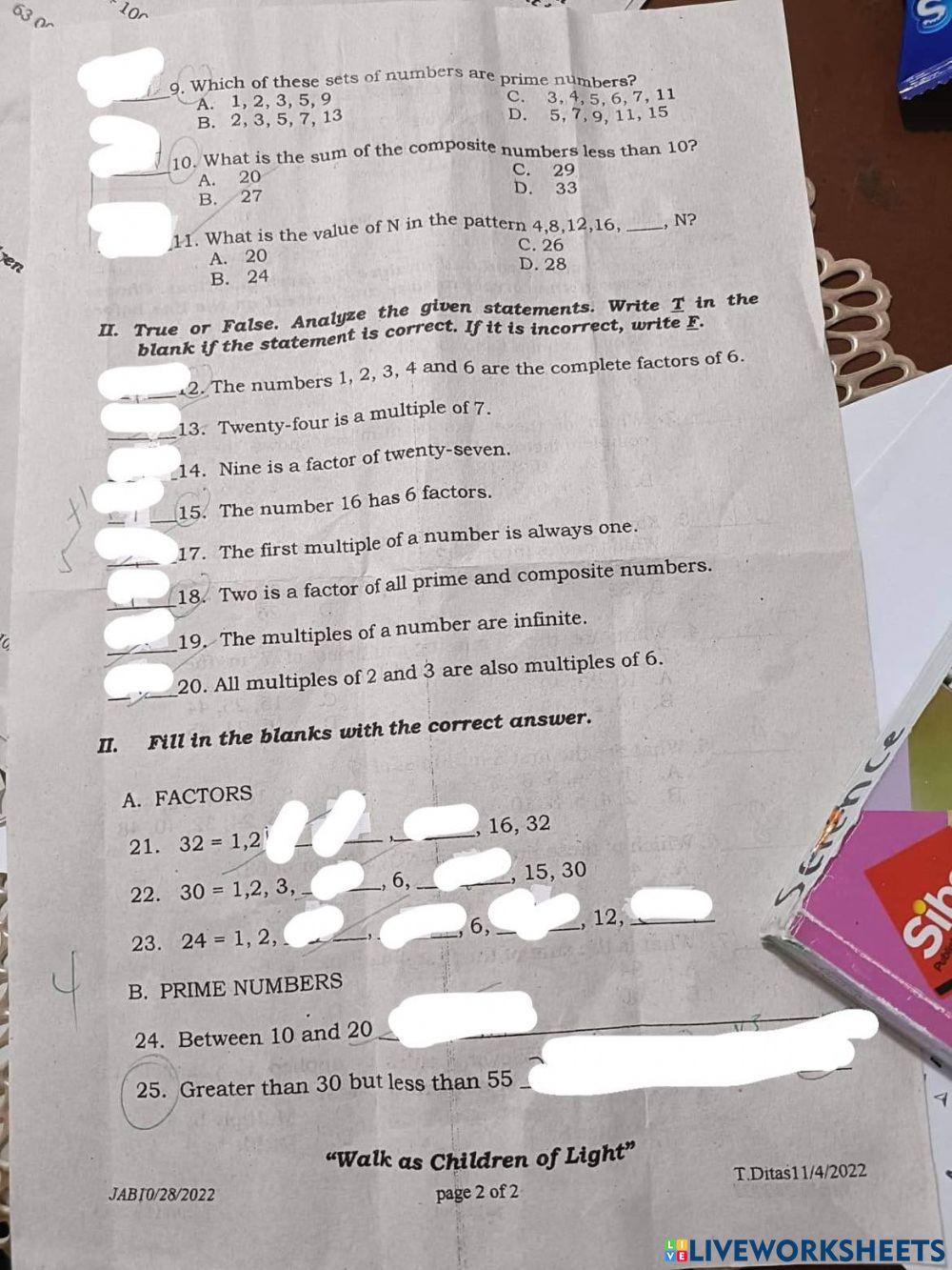 Math online exercise for 4 Live Worksheets
