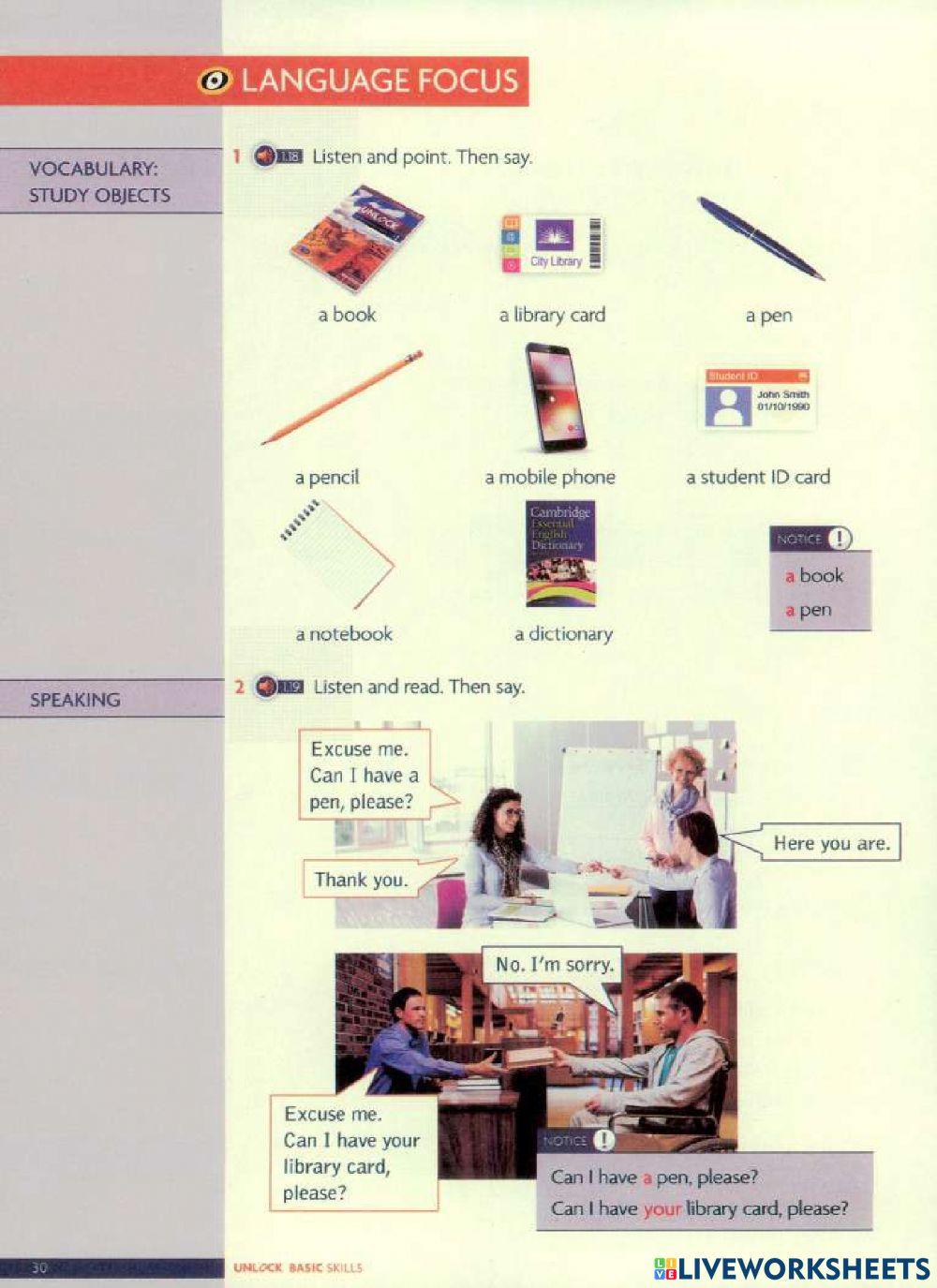 Unlock 1-Unit 1- HW-Language Development (Lesson 2.1)