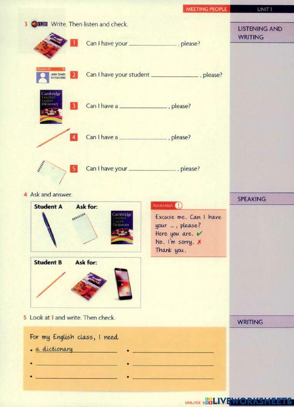 Unlock 1-Unit 1- HW-Language Development (Lesson 2.1)