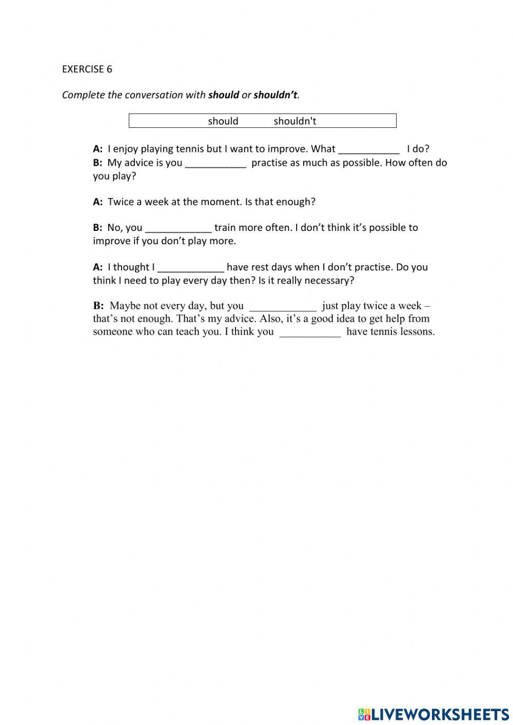 IE0, Unit 8, Grammar and Vocabulary, Exercise 6
