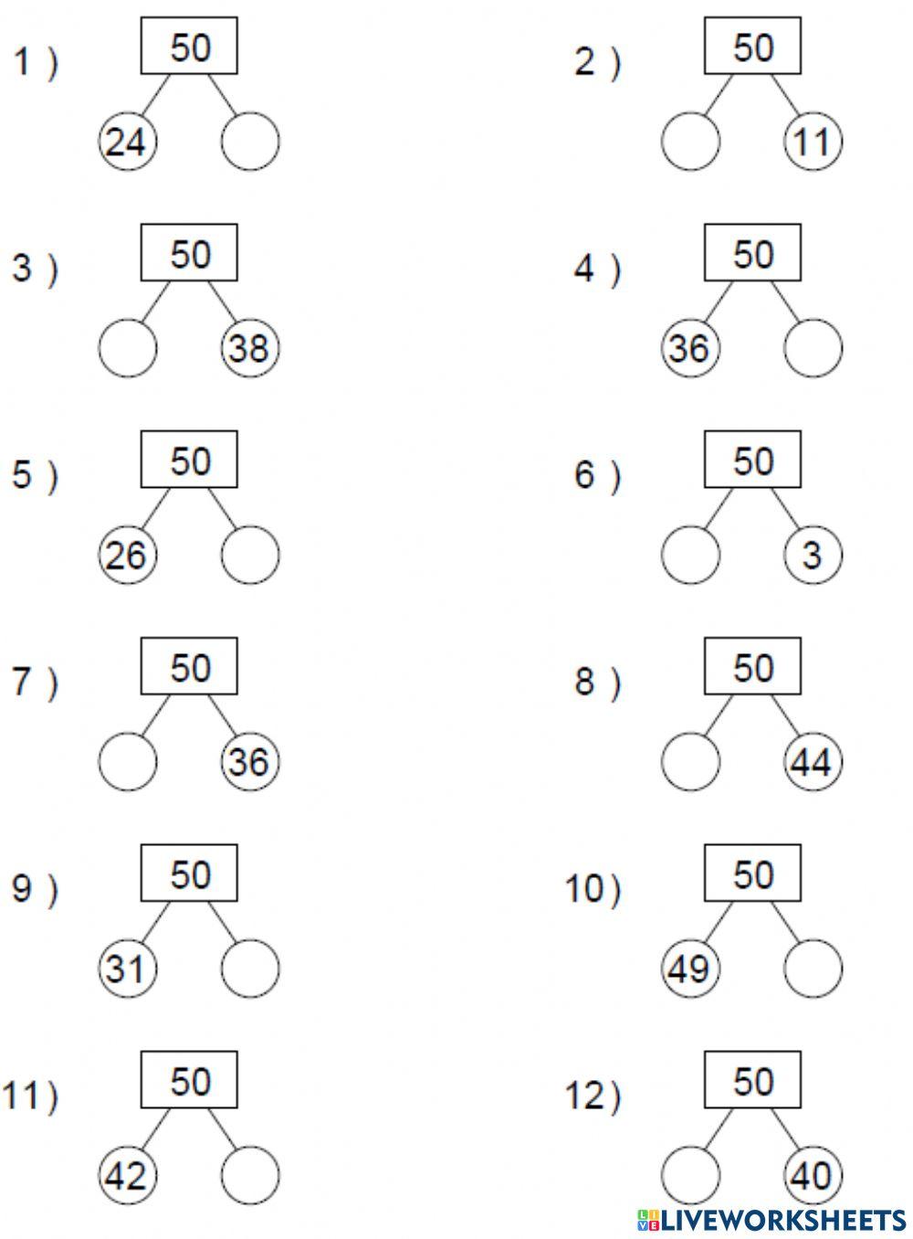 What Are The Number Bonds To 50 For 28