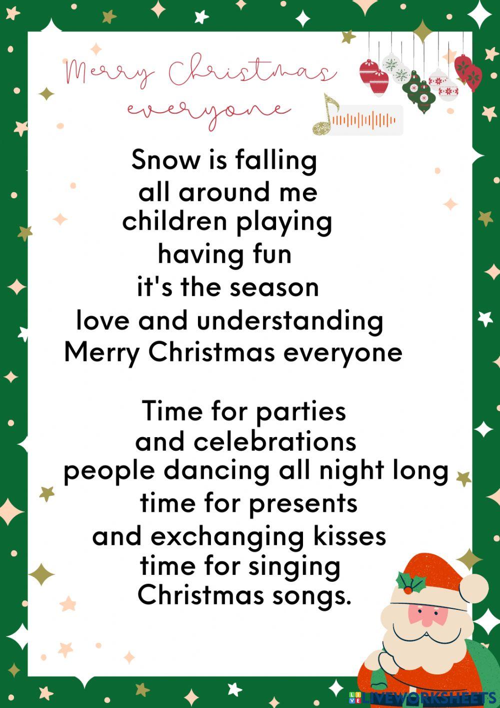 Merry christmas everyone (short version) worksheet Live Worksheets