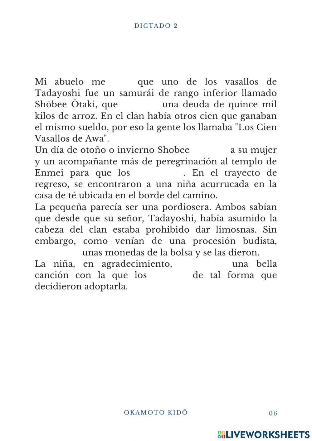 Fantasmas y samuráis - Dictado 2