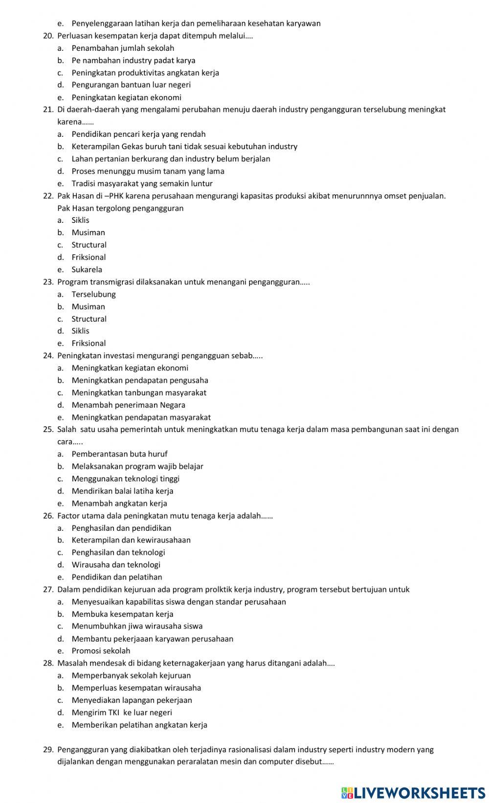 Soal  ujian  ekonomi kelas 11