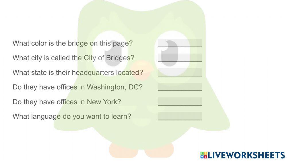 Answer questions about DuoLingo