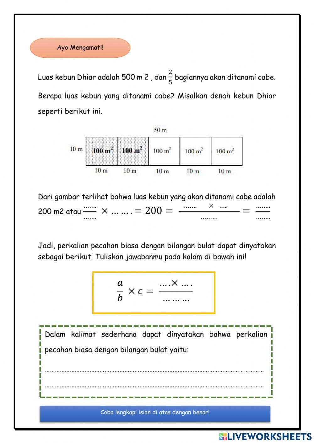 Materi operasi perkalian pecahan