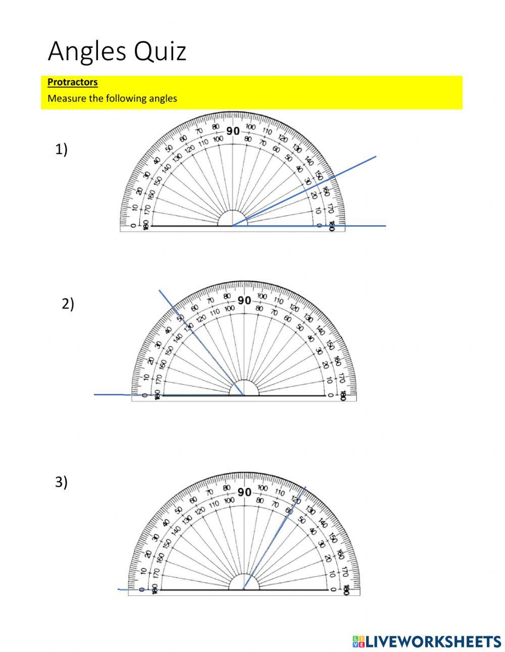 Angles Quiz mod worksheet | Live Worksheets