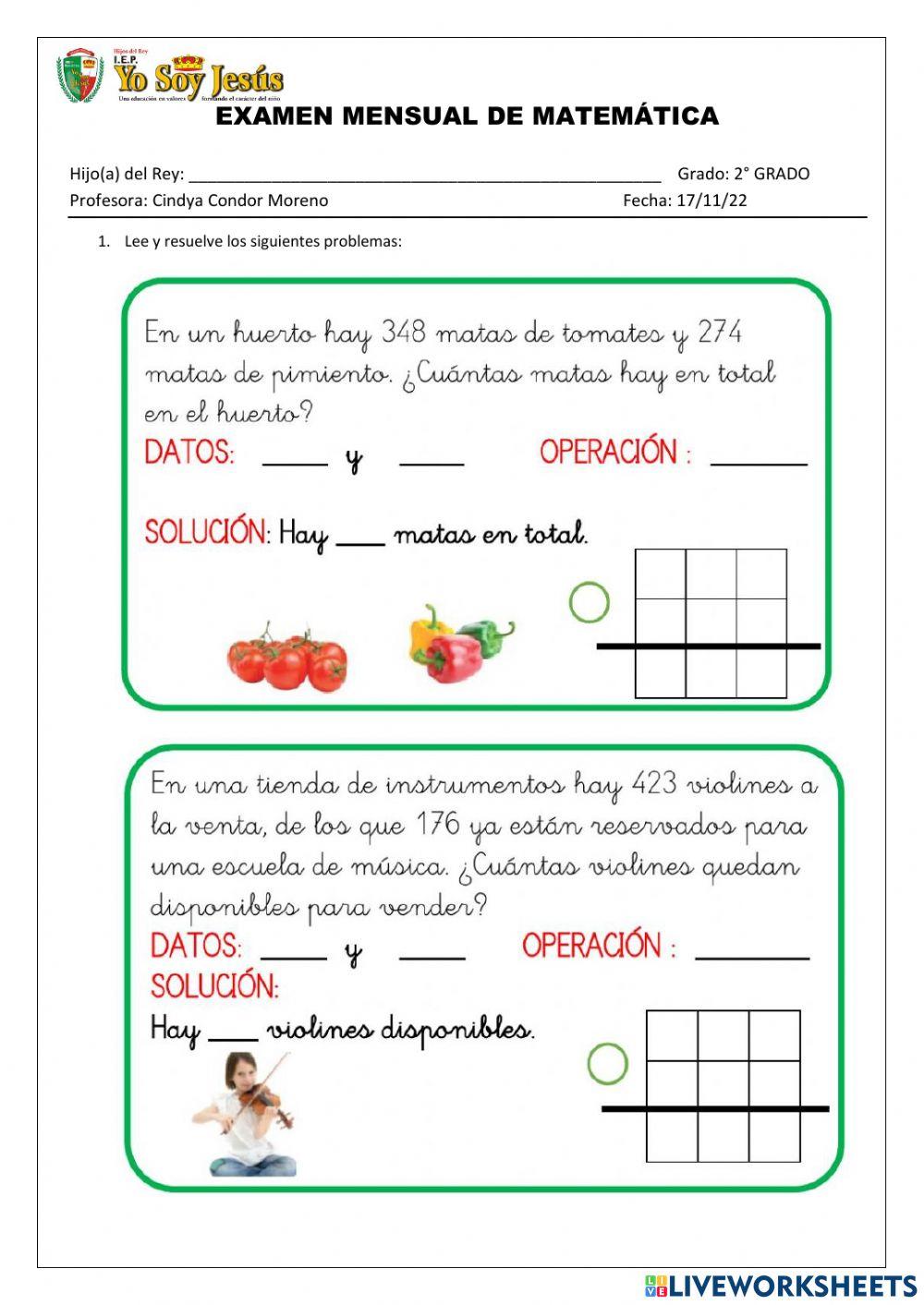 Examen de matematica