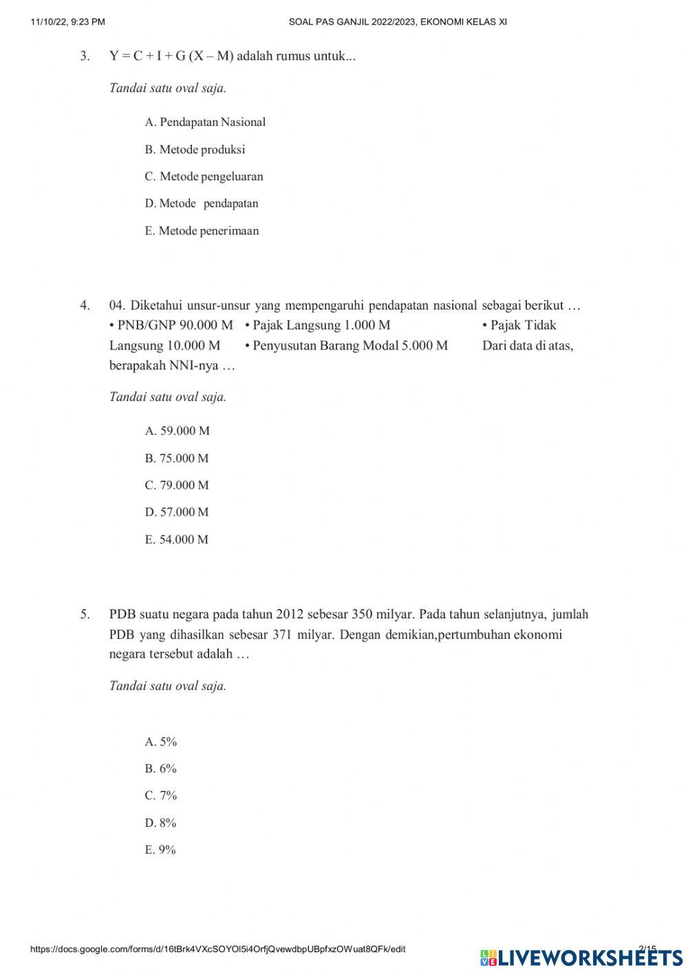 Ujian semester 1 kelas xi