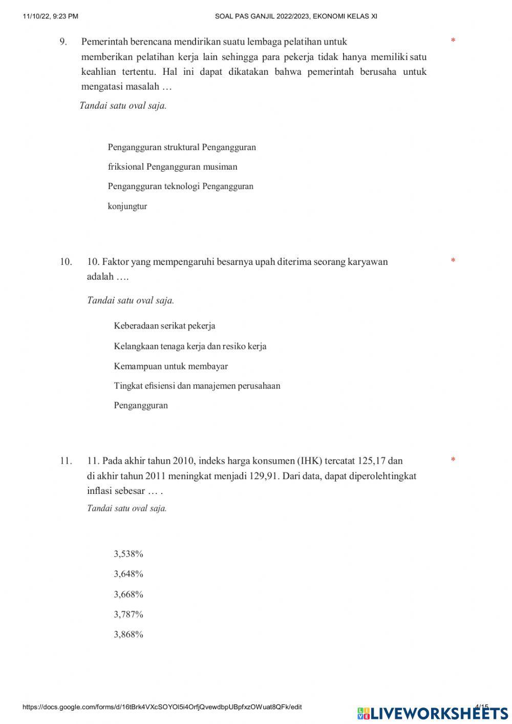 Ujian semester 1 kelas xi