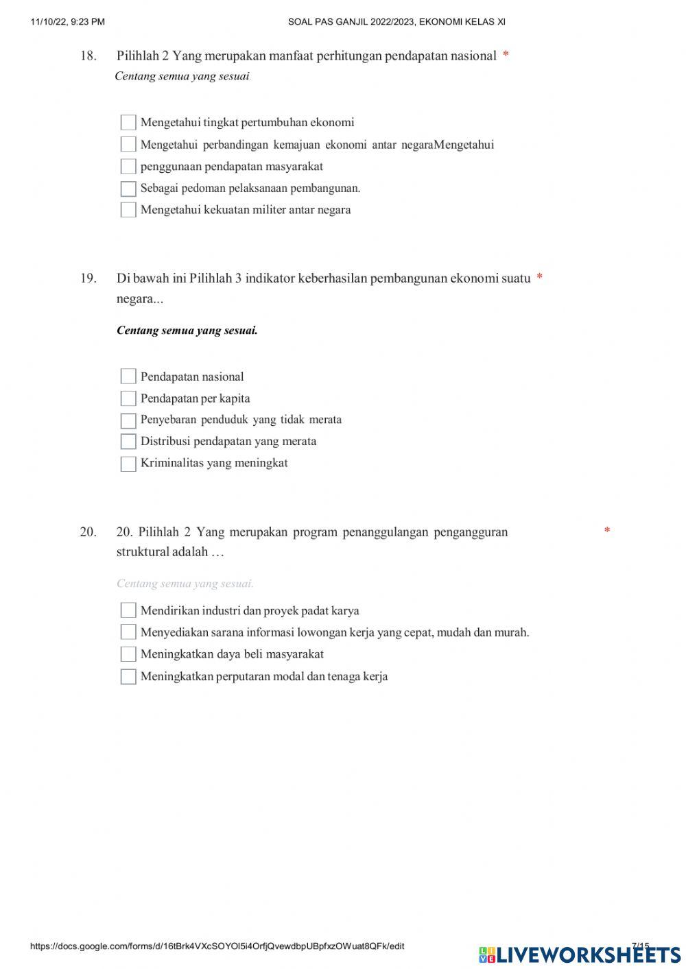 Ujian semester 1 kelas xi