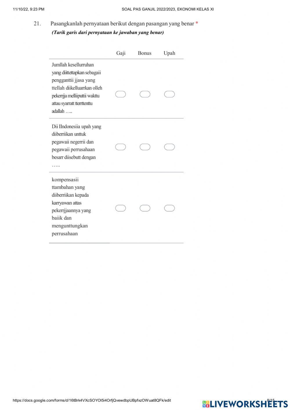 Ujian semester 1 kelas xi