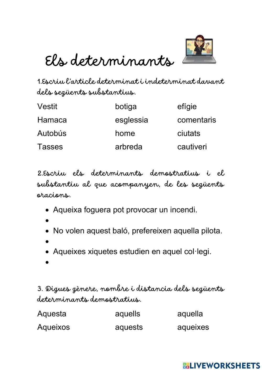 Els determinants liveworksheets 2215910