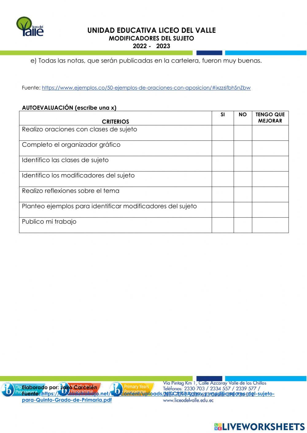 Modificadores del sujeto