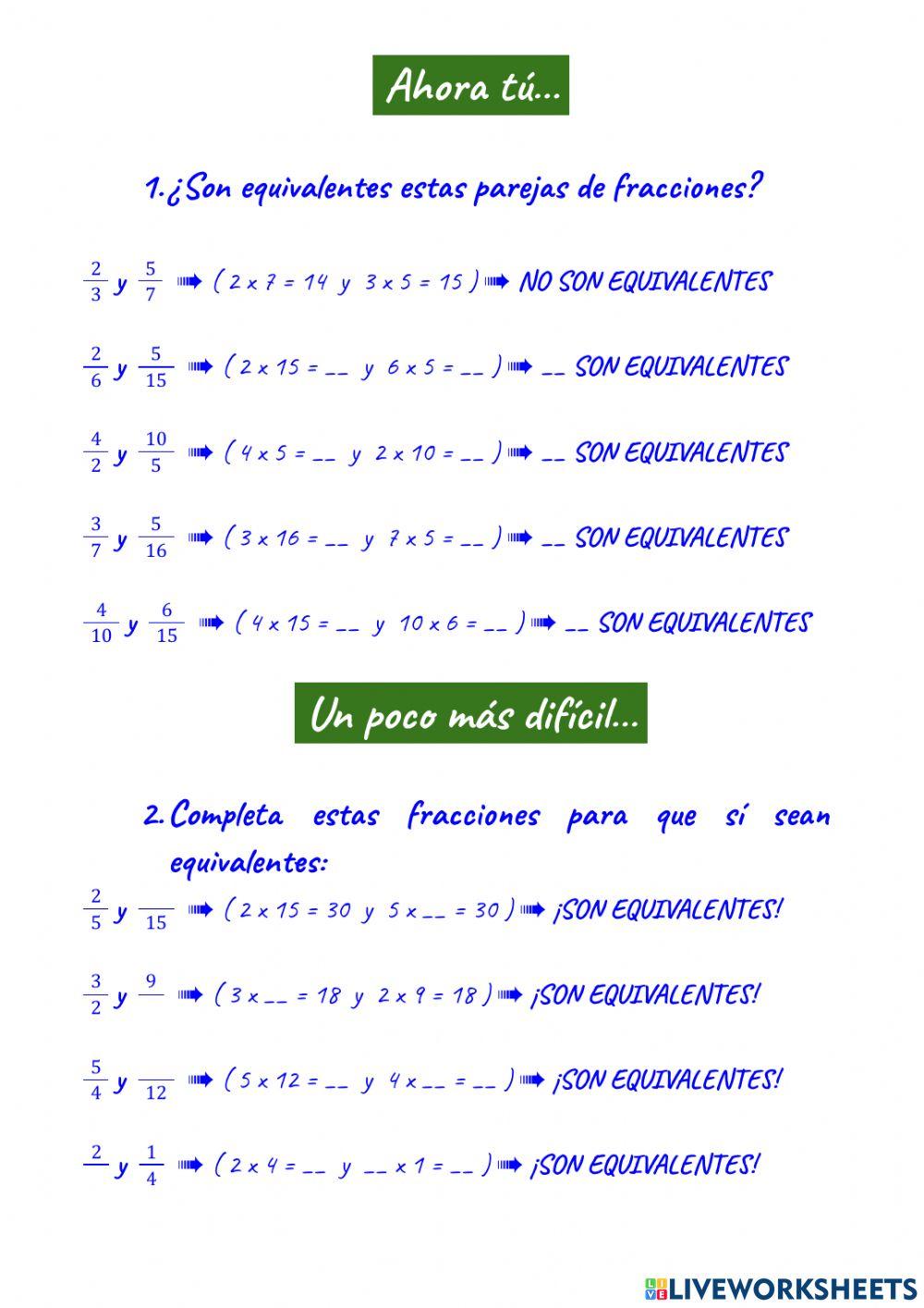 Fracciones equivalentes