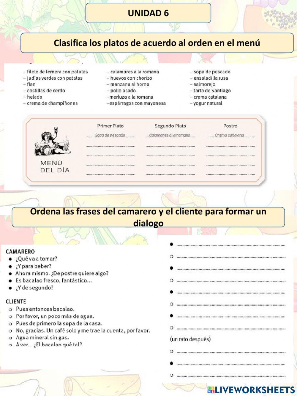 Unidad 6 - Utensilios, Acciones y Conversación en Restaurante