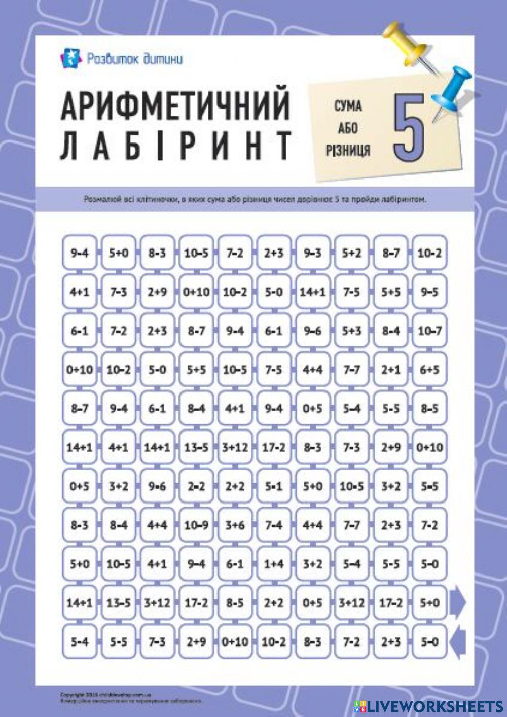 Додавання і віднімання в межах 10.