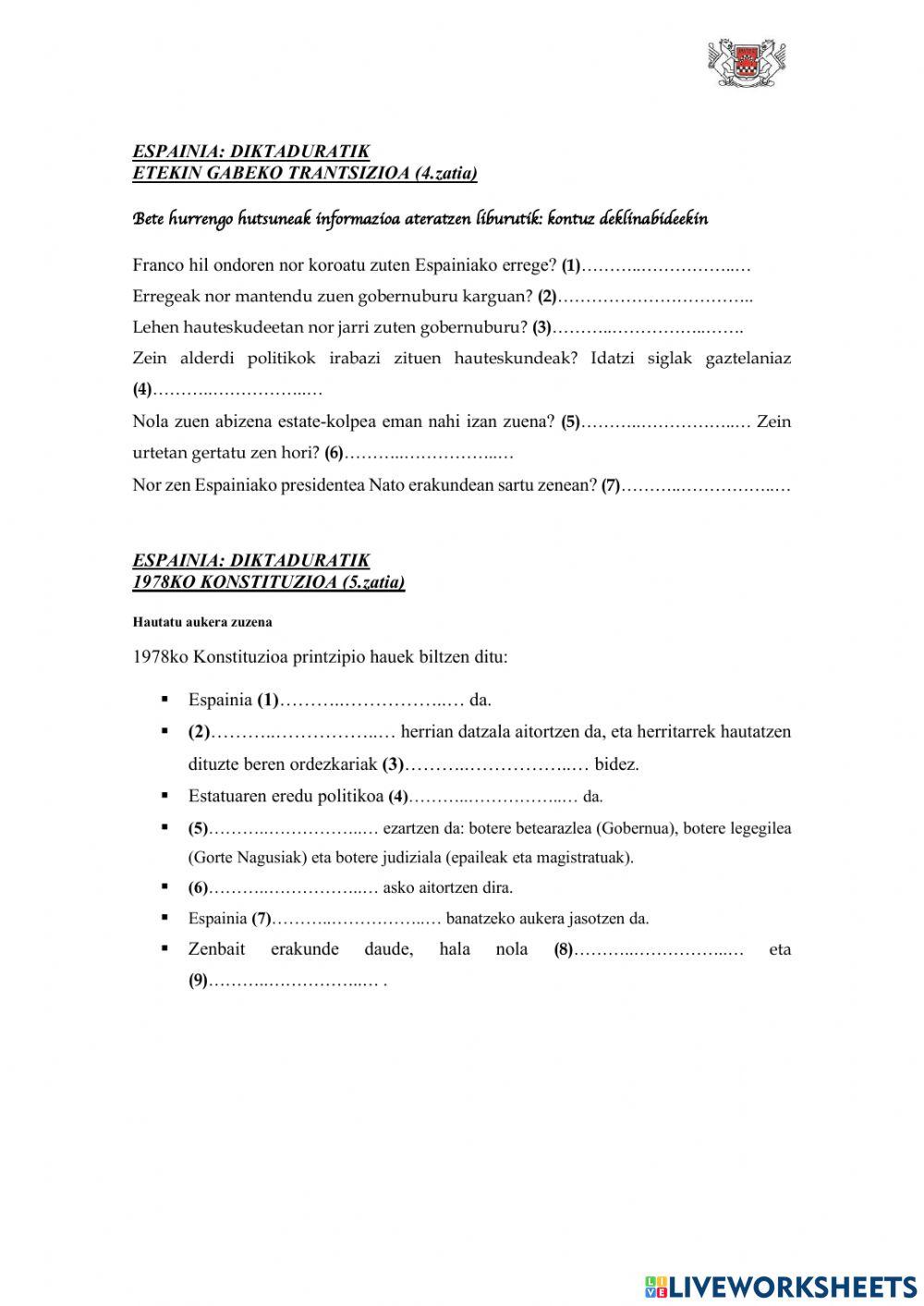 Espainia diktadura 3,4 eta 5