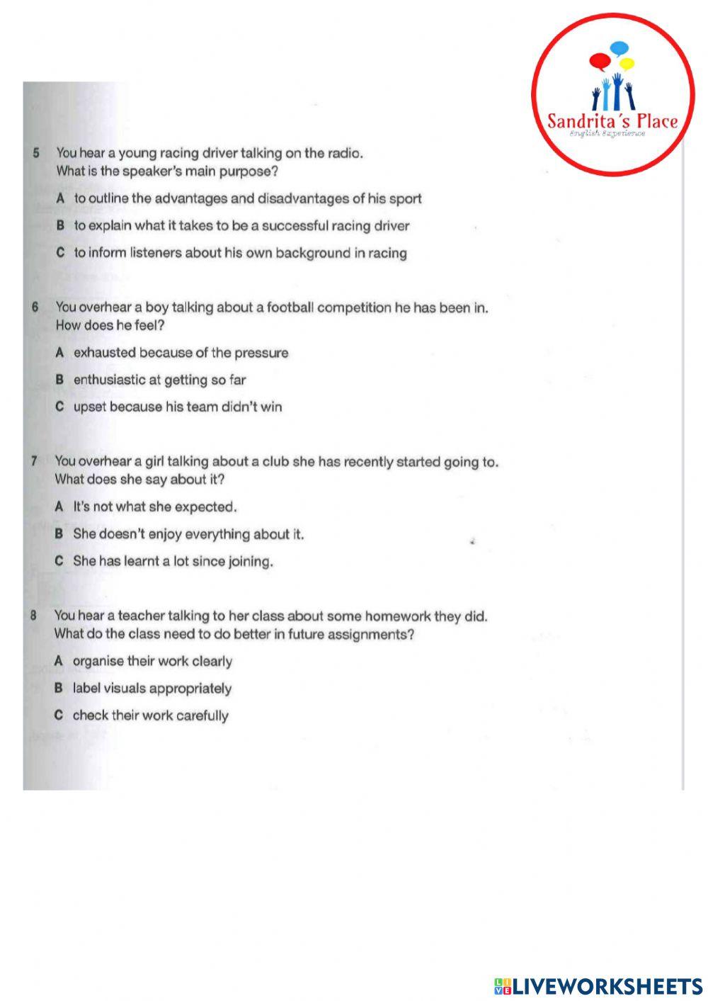 First for schools 1 - test 3