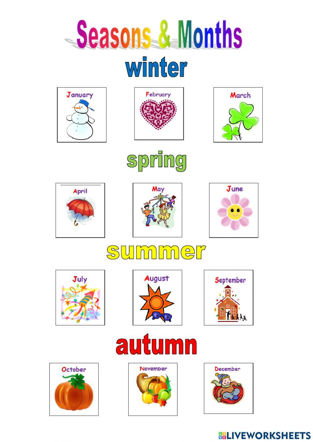 Seasons and months Seasons and months
