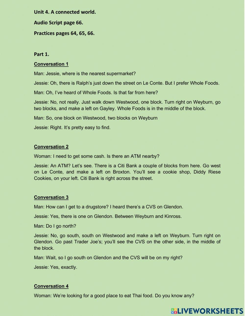 Asking and giving for directions