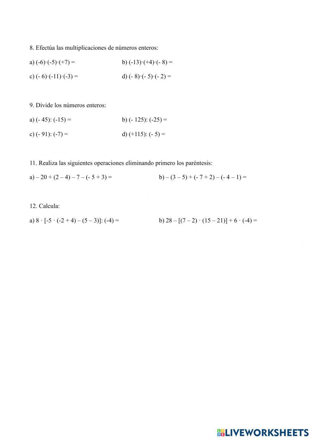 Repaso números enteros